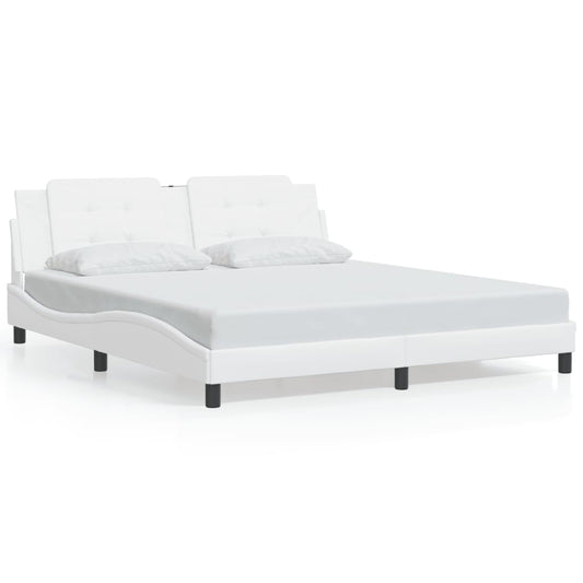 vidaXL Bed Frame with LED without Mattress White 180x200 cm Super King