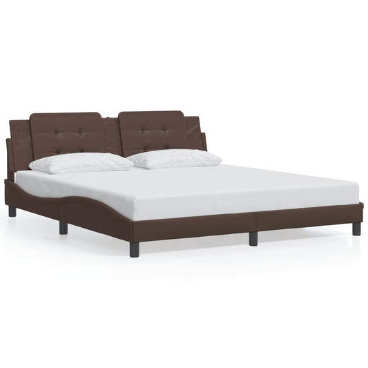 vidaXL Bed Frame with LED without Mattress Brown 180x200 cm Super King