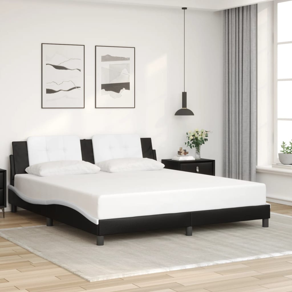 vidaXL Bed Frame with LED without Mattress Black and White 180x200 cm Super King