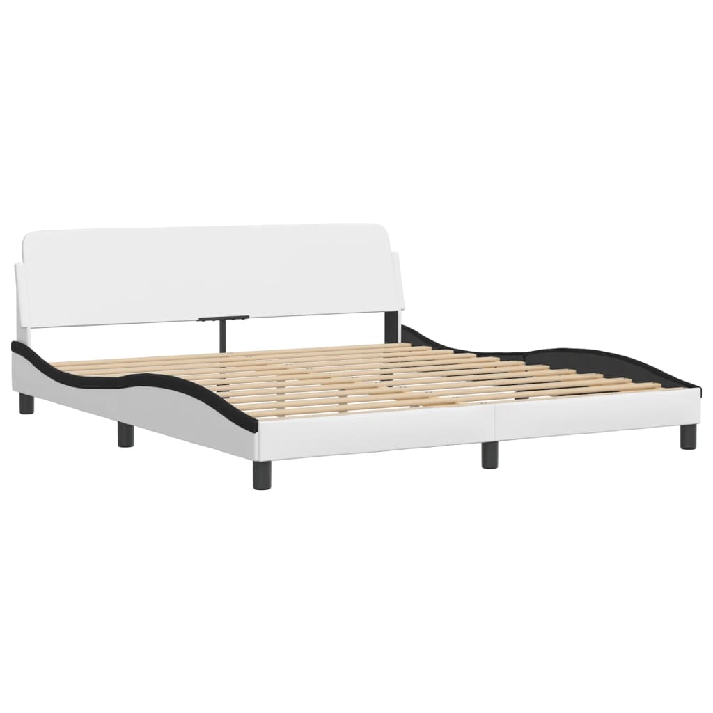 vidaXL Bed Frame with LED without Mattress White and Black 180x200 cm Super King