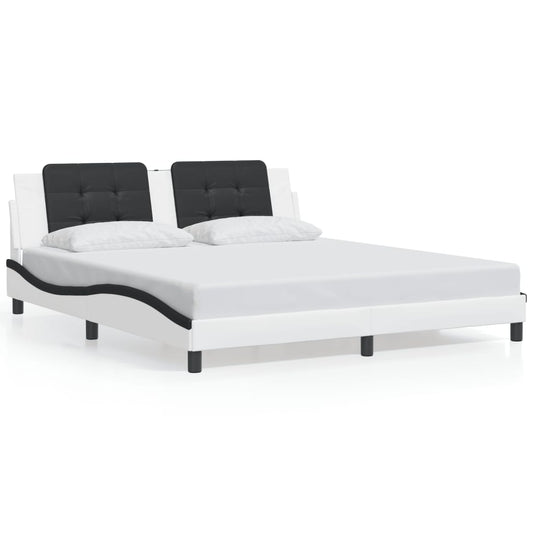 vidaXL Bed Frame with LED without Mattress White and Black 180x200 cm Super King