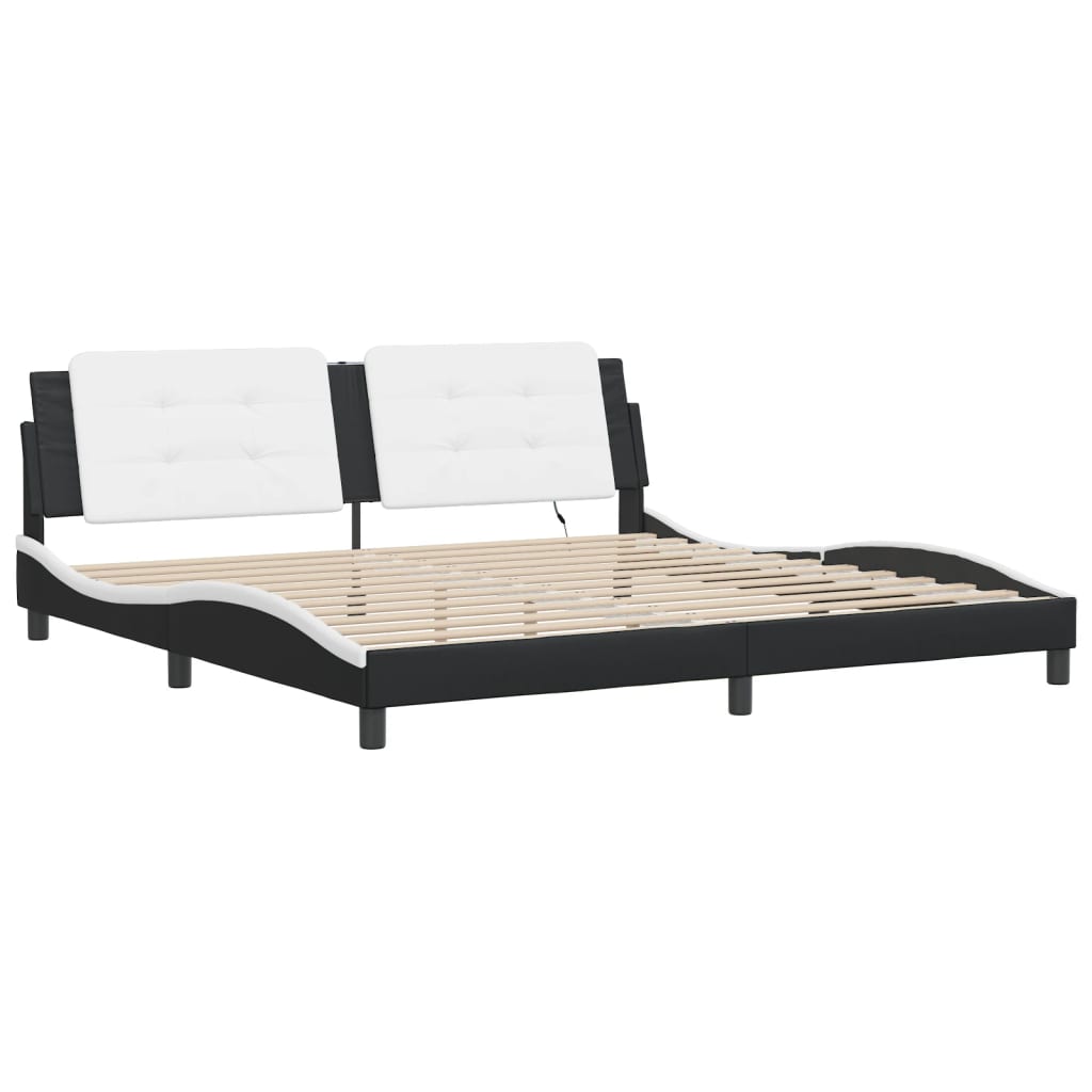 vidaXL Bed Frame with LED without Mattress Black and White 200x200 cm