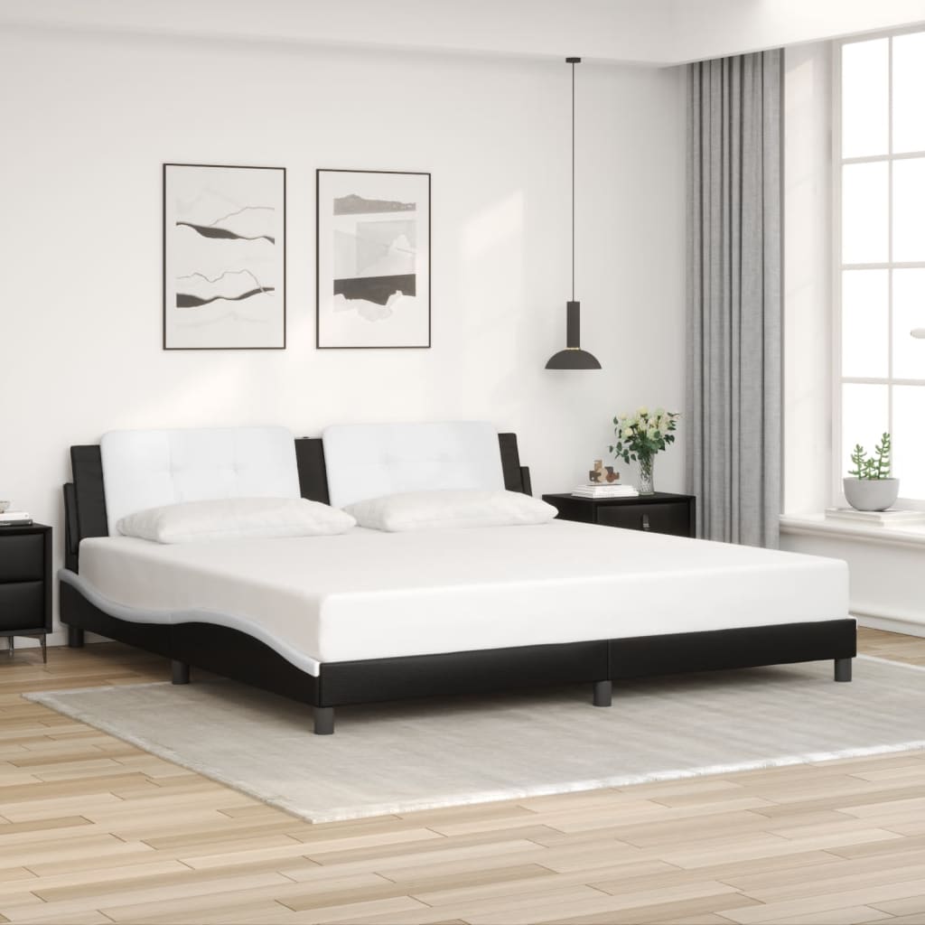 vidaXL Bed Frame with LED without Mattress Black and White 200x200 cm