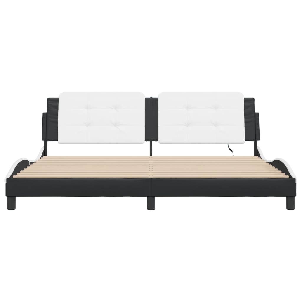 vidaXL Bed Frame with LED without Mattress Black and White 200x200 cm