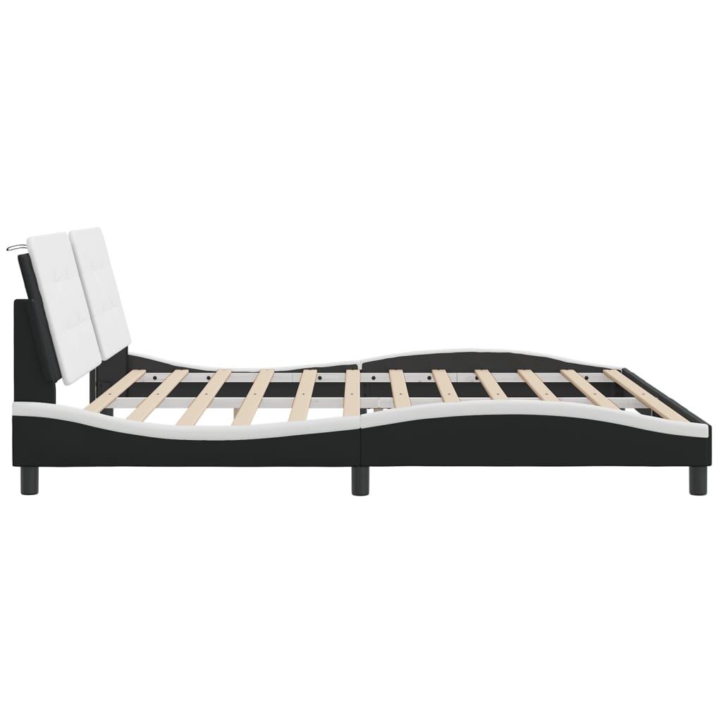 vidaXL Bed Frame with LED without Mattress Black and White 200x200 cm