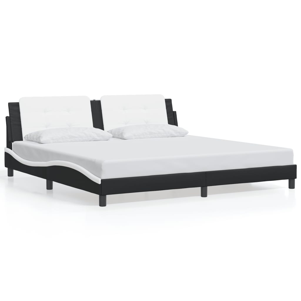 vidaXL Bed Frame with LED without Mattress Black and White 200x200 cm