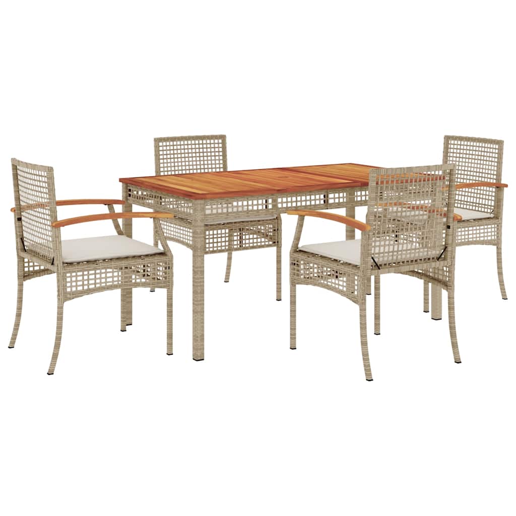 Garden Dining Set | Beige | PE Rattan | 5 Piece | Removable Covers