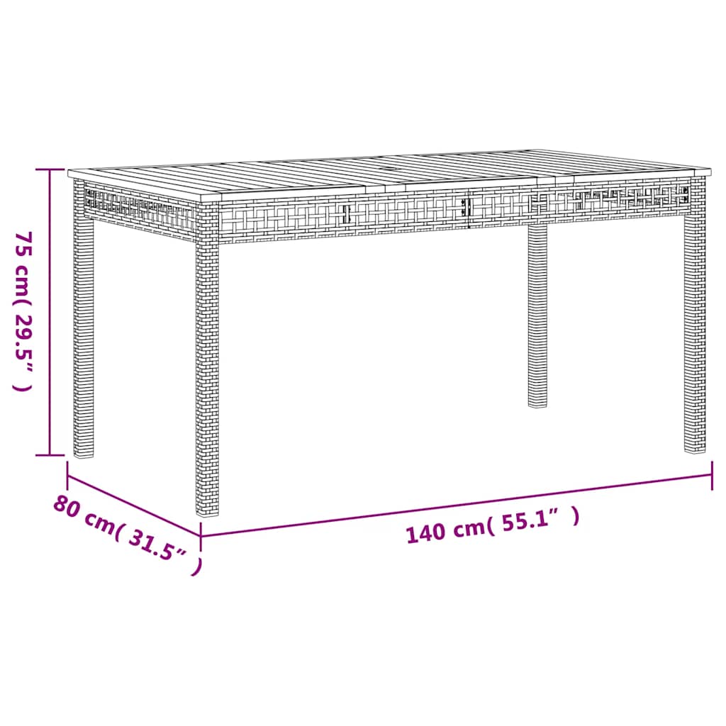 Garden Dining Set | Beige | PE Rattan | 5 Piece | Removable Covers