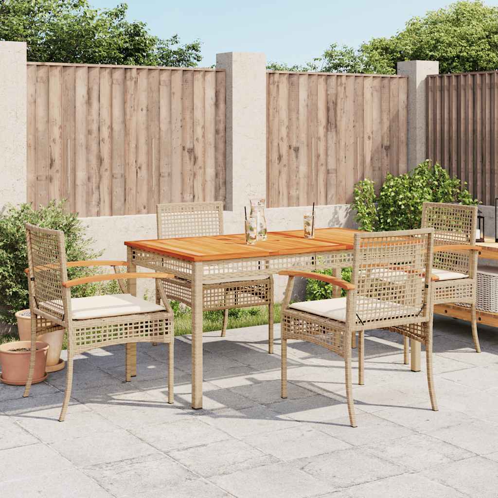 Garden Dining Set | Beige | PE Rattan | 5 Piece | Removable Covers
