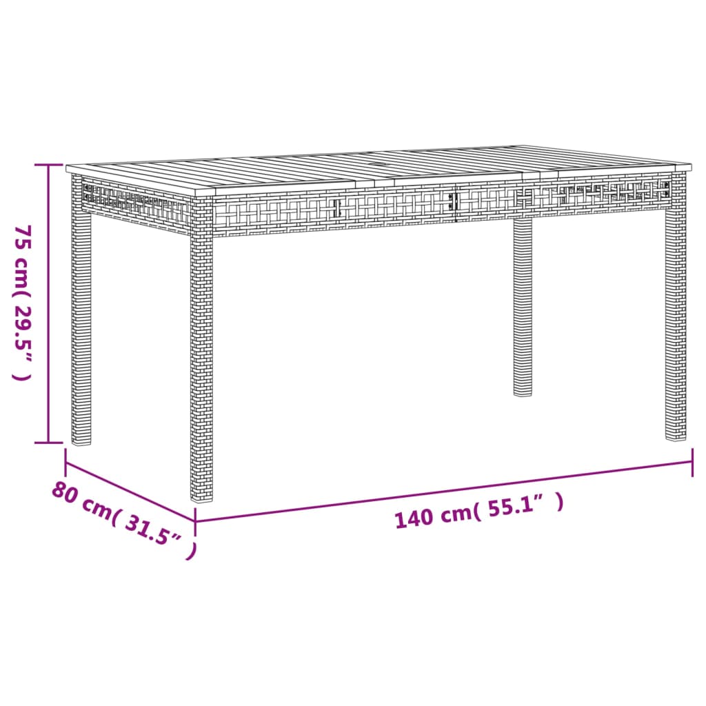 vidaXL 3 Piece Garden Dining Set with Cushions Beige Poly Rattan