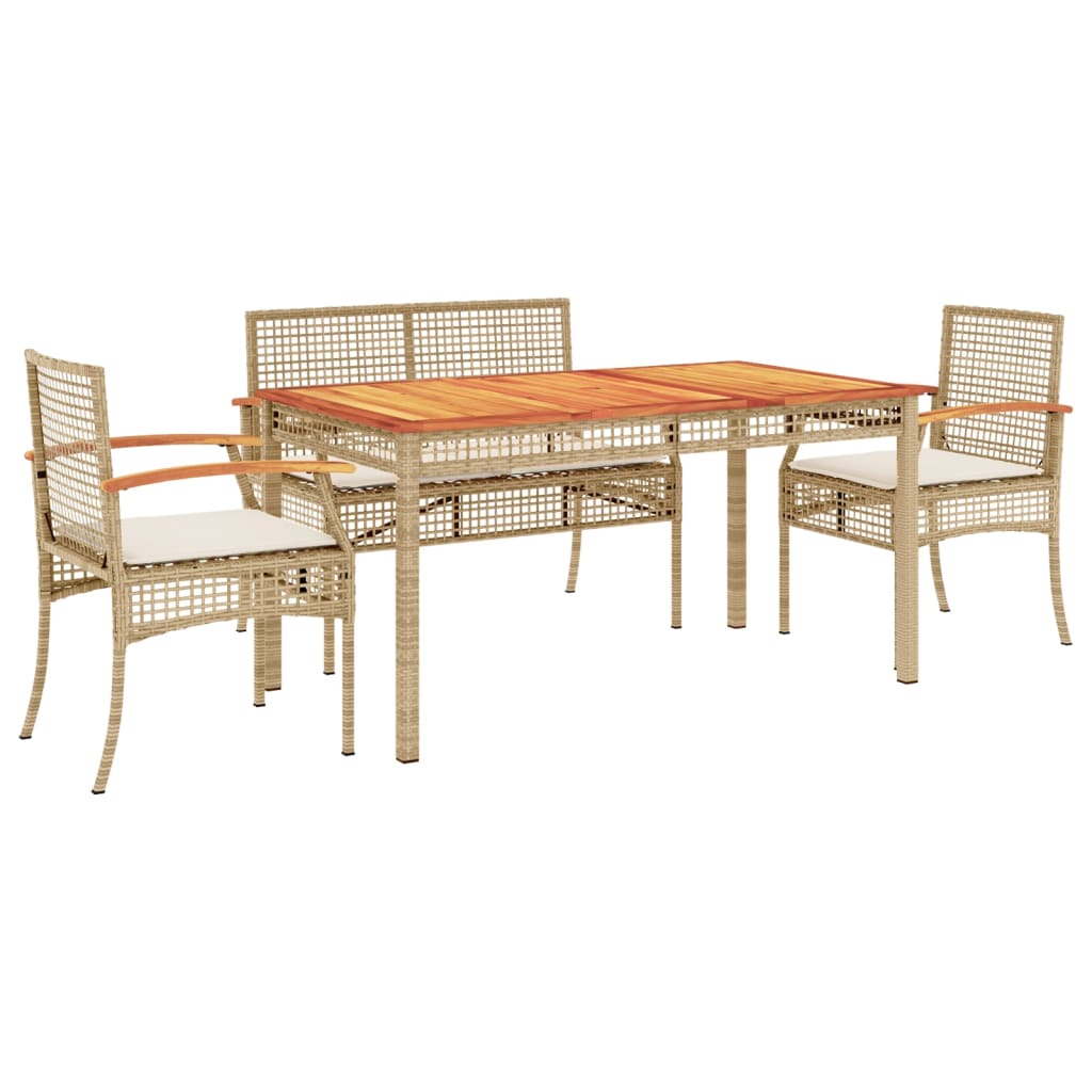 vidaXL 5 Piece Garden Dining Set with Cushions Beige Poly Rattan