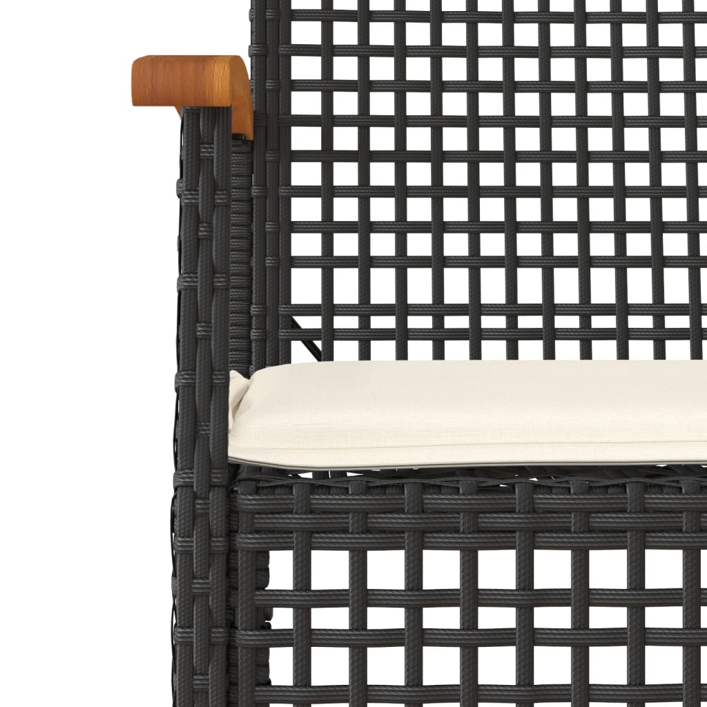 Garden Dining Set | Table: Black, Chair: Black, Cushion: Cream White
