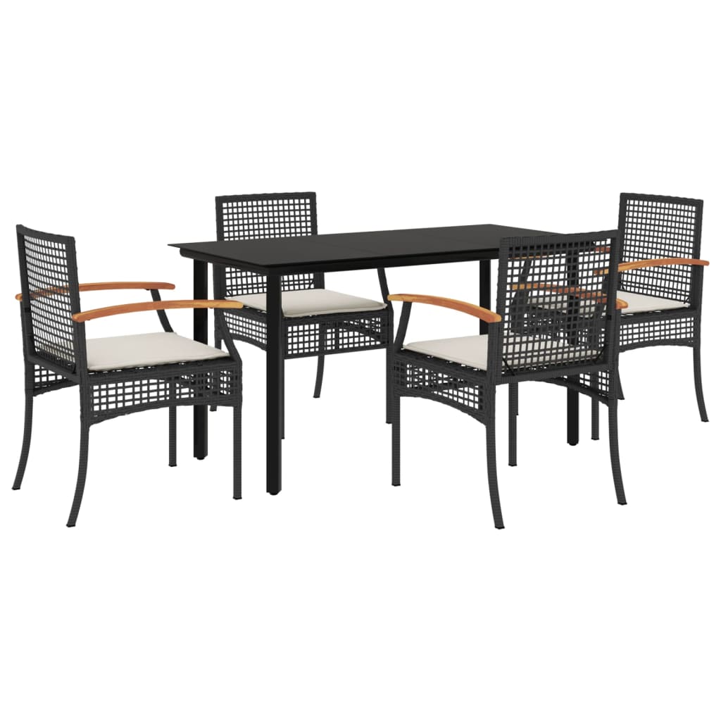 Garden Dining Set | Black | PE Rattan | Medium | Removable Covers