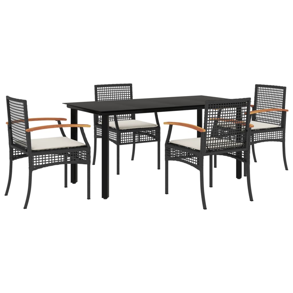 Garden Dining Set | Black | PE rattan | Five-piece set