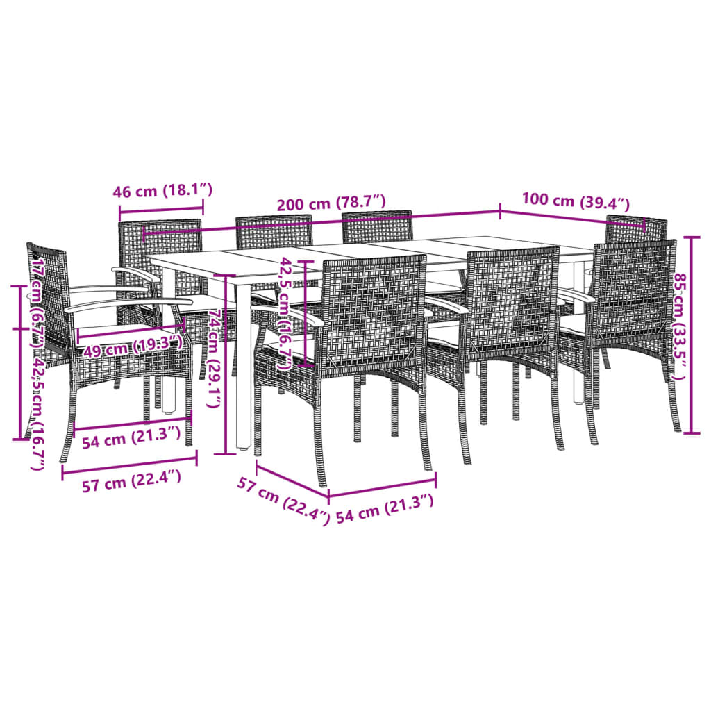 Garden Dining Set | Black, Cream White