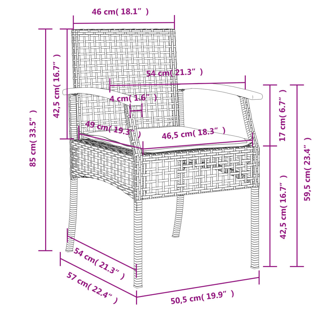 vidaXL 7 Piece Garden Dining Set with Cushions Grey Poly Rattan