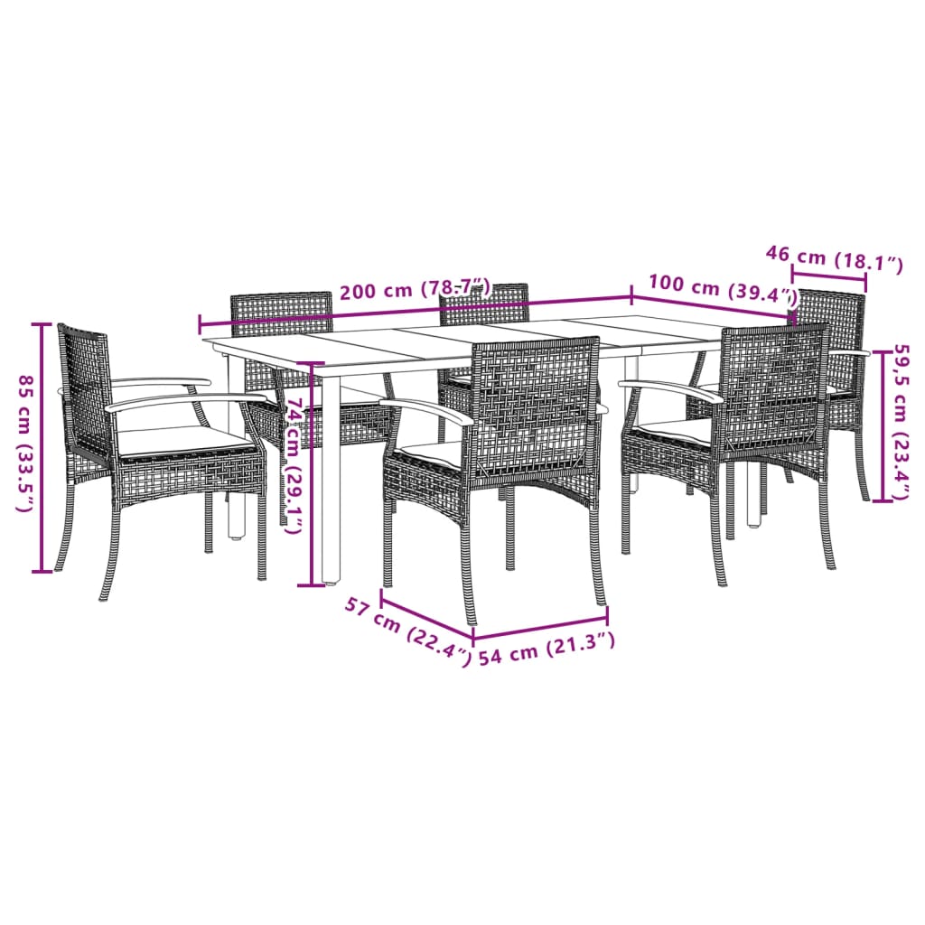 Garden Dining Set | Black and Grey