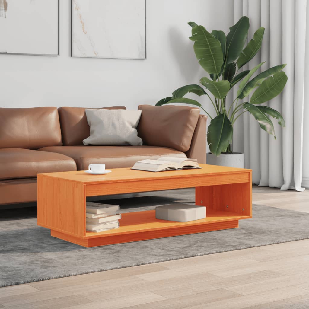 Coffee Table Wax Brown 110x50x33,5 cm Solid Wood Pine