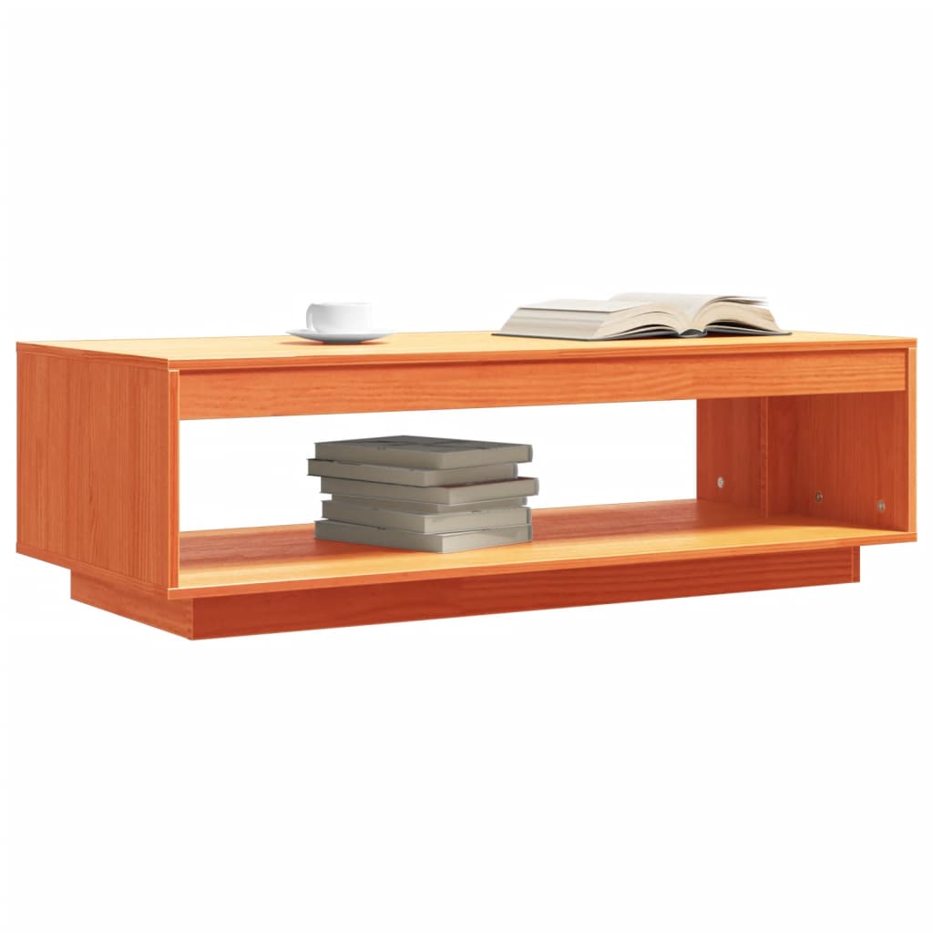 Coffee Table Wax Brown 110x50x33,5 cm Solid Wood Pine