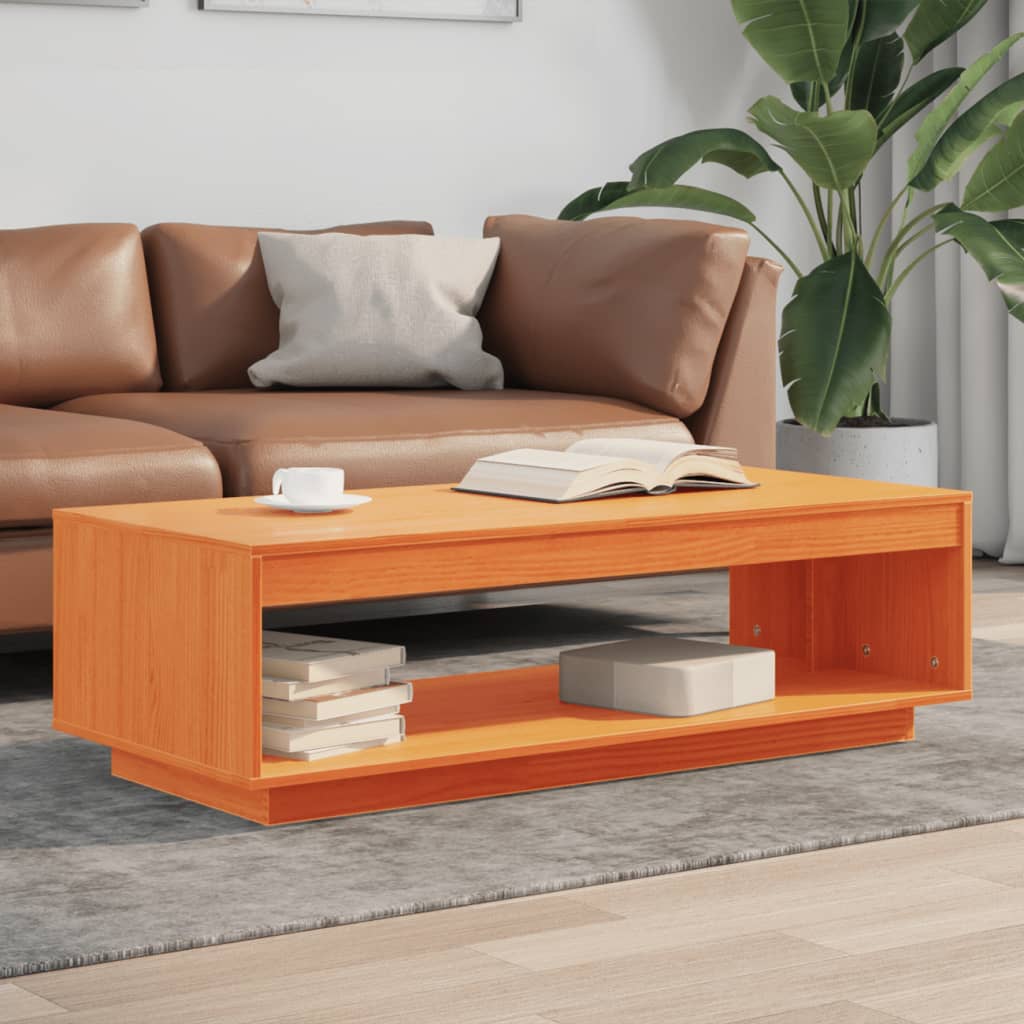 Coffee Table Wax Brown 110x50x33,5 cm Solid Wood Pine