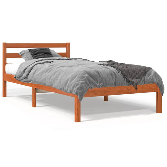 vidaXL Bed Frame without Mattress Wax Brown 90x190 cm Single Solid Wood Pine