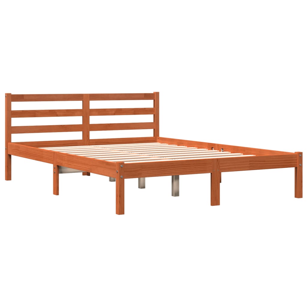 vidaXL Bed Frame without Mattress Wax Brown 140x190 cm Solid Wood Pine