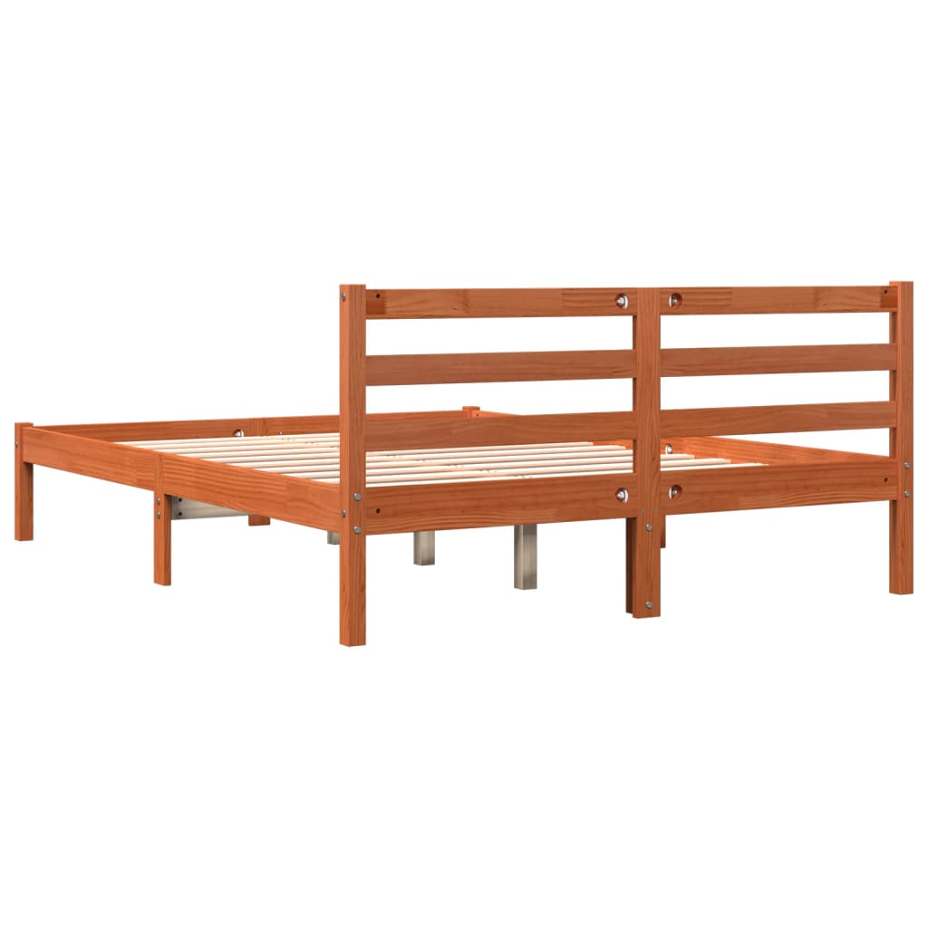 vidaXL Bed Frame without Mattress Wax Brown 140x190 cm Solid Wood Pine