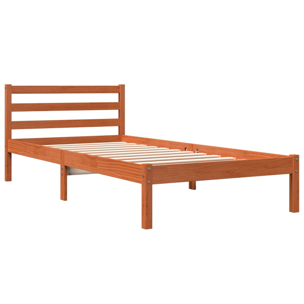 vidaXL Bed Frame without Mattress Wax Brown 90x200 cm Solid Wood Pine