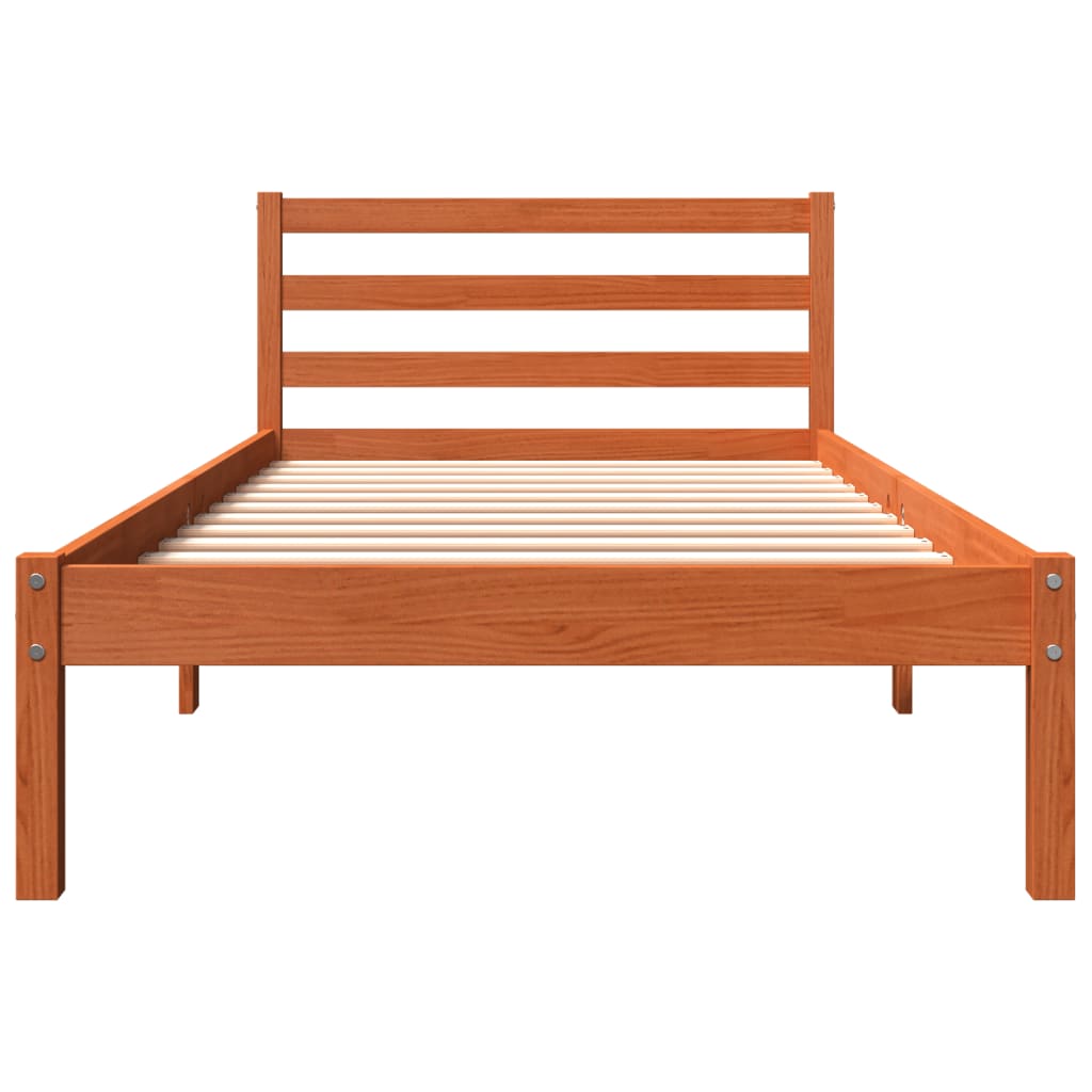 vidaXL Bed Frame without Mattress Wax Brown 90x200 cm Solid Wood Pine