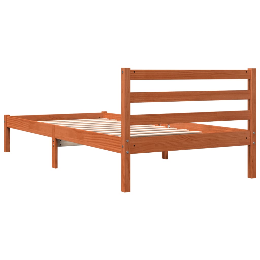 vidaXL Bed Frame without Mattress Wax Brown 90x200 cm Solid Wood Pine