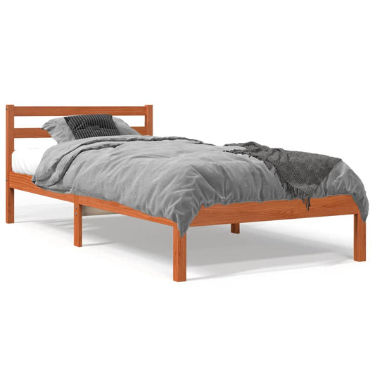 vidaXL Bed Frame without Mattress Wax Brown 90x200 cm Solid Wood Pine