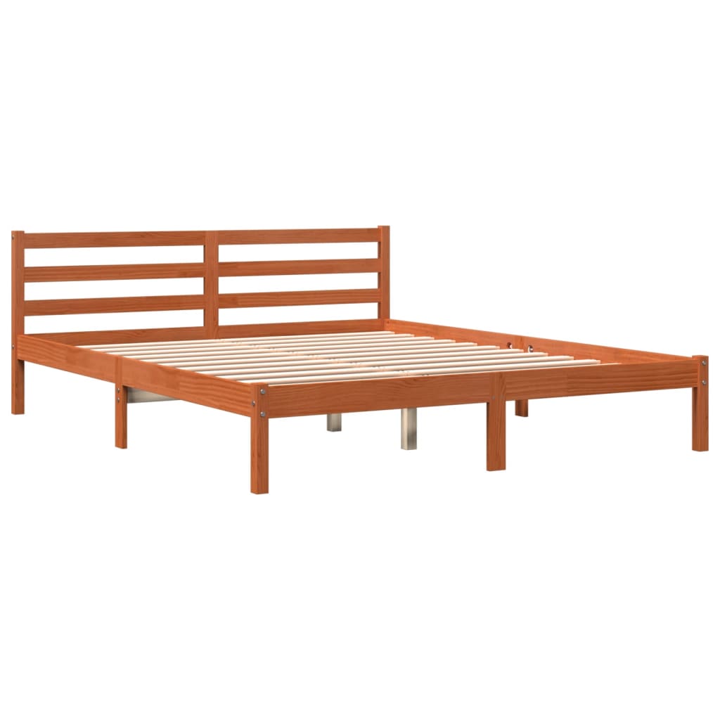 vidaXL Bed Frame without Mattress Wax Brown 180x200 cm Super King Solid Wood Pine