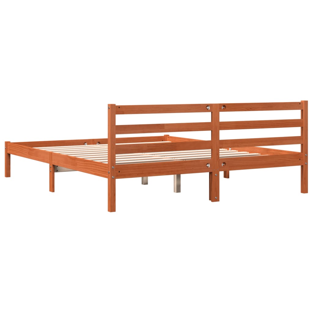 vidaXL Bed Frame without Mattress Wax Brown 180x200 cm Super King Solid Wood Pine