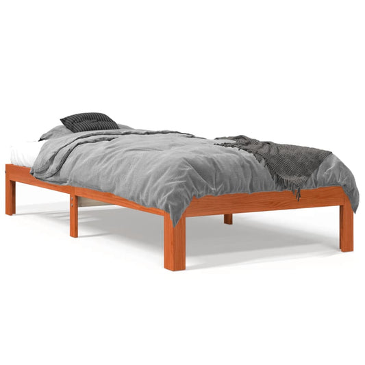 vidaXL Bed Frame without Mattress Wax Brown 90x190 cm Single Solid Wood Pine