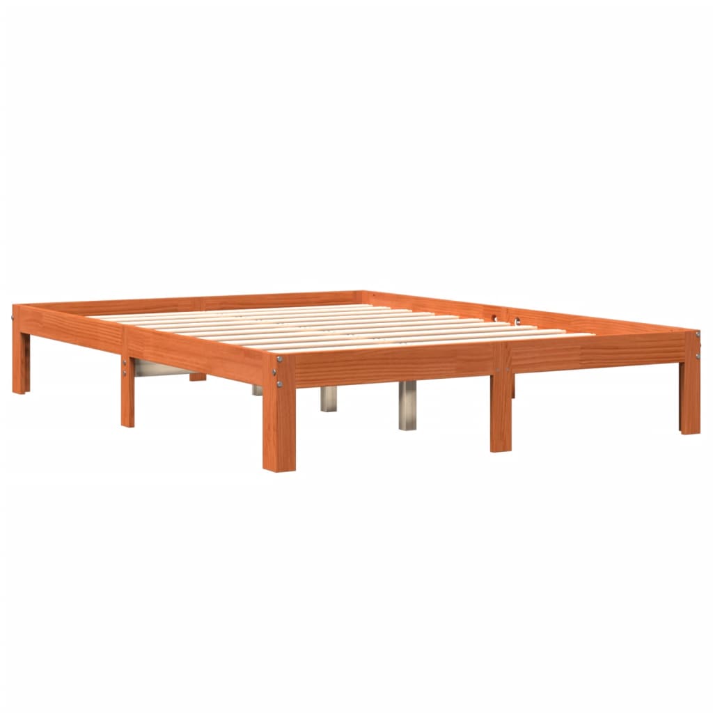 vidaXL Bed Frame without Mattress Wax Brown 120x190 cm Small Double Solid Wood Pine