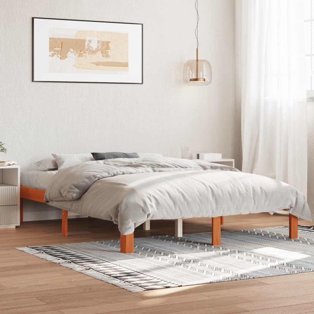 vidaXL Bed Frame without Mattress Wax Brown 120x190 cm Small Double Solid Wood Pine