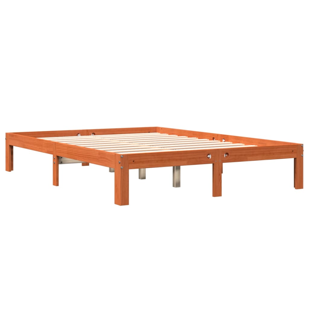 vidaXL Bed Frame without Mattress Wax Brown 120x190 cm Small Double Solid Wood Pine