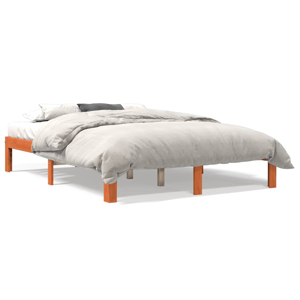 Bed Frame without Mattress Wax Brown 140x190 cm Solid Wood Pine