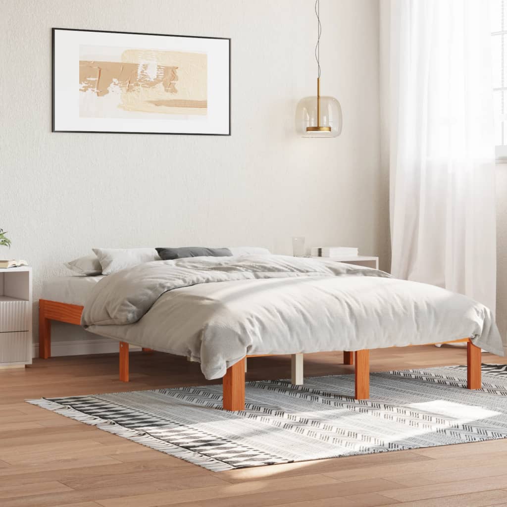 vidaXL Bed Frame without Mattress Wax Brown 120x200 cm Solid Wood Pine