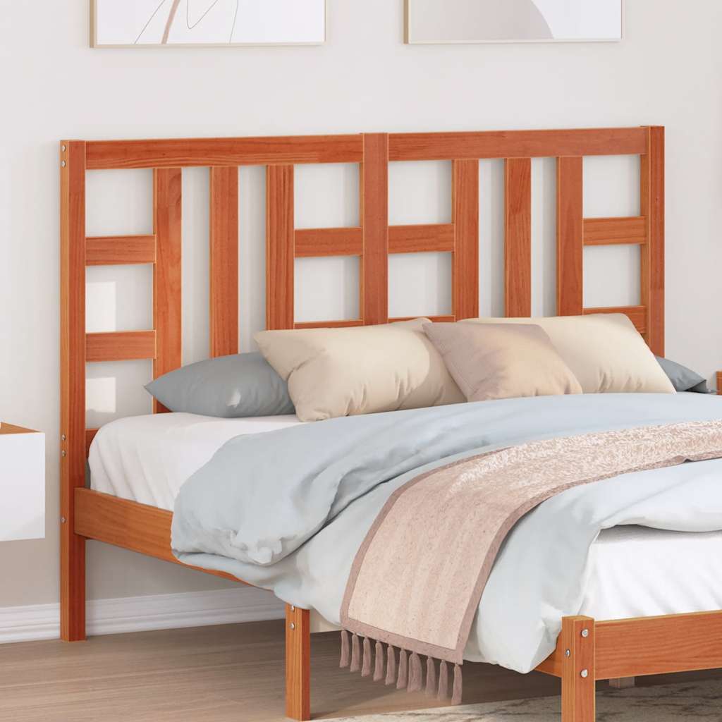 Headboard Wax Brown 135 cm Solid Wood Pine