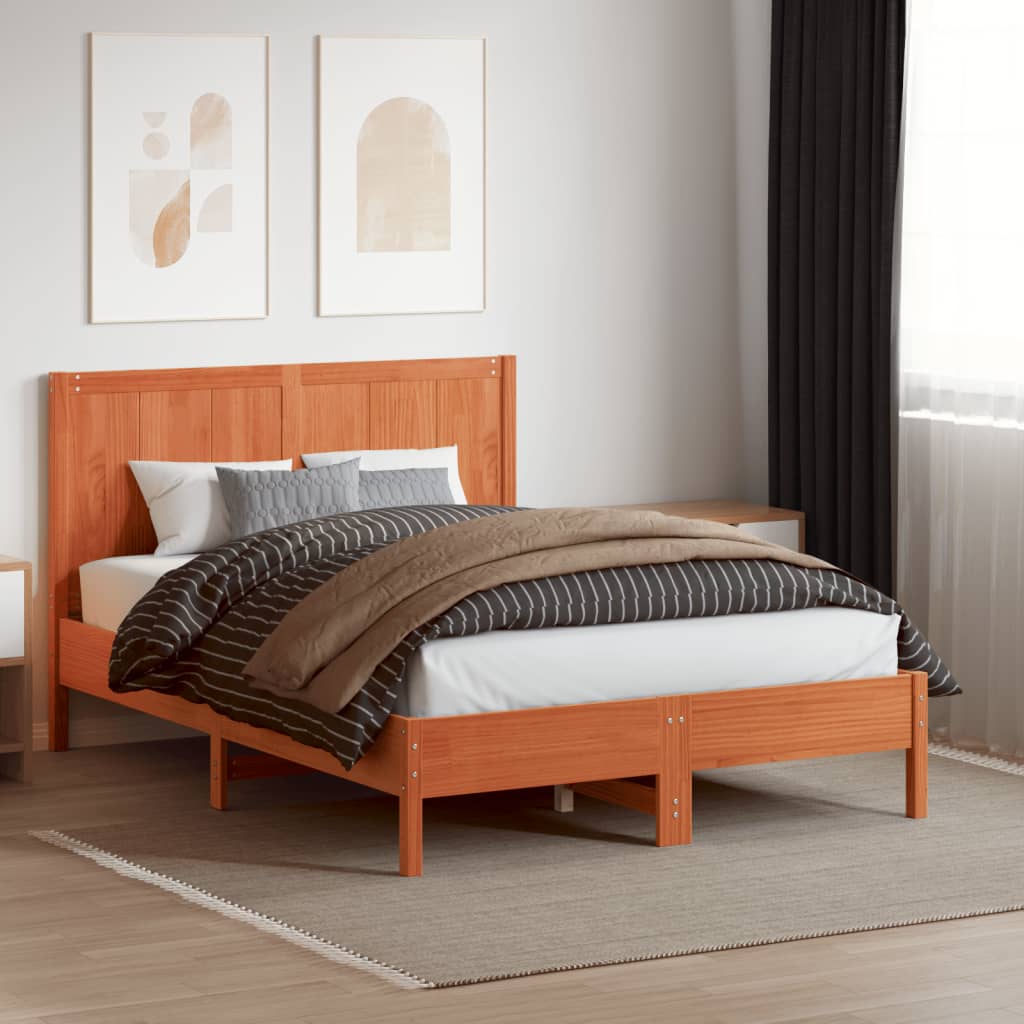 Headboard Wax Brown 135 cm Solid Wood Pine