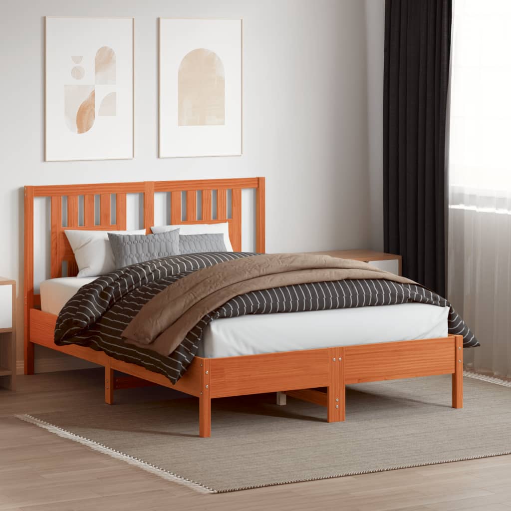 Headboard Wax Brown 140 cm Solid Wood Pine