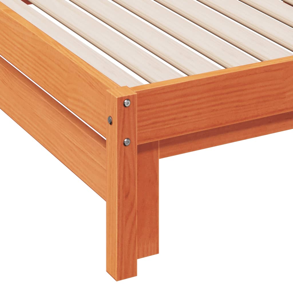 Day Bed with Trundle without Mattress Wax Brown 90x200 cm