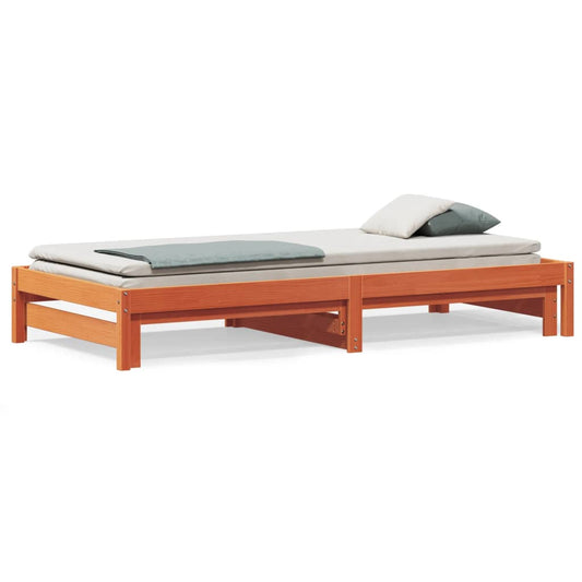 vidaXL Day Bed with Trundle without Mattress Wax Brown 90x200 cm