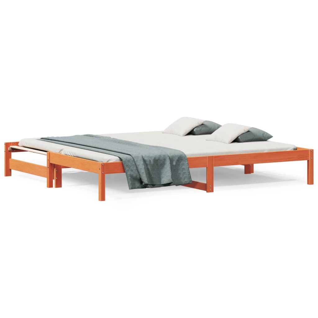 vidaXL Day Bed with Trundle without Mattress Wax Brown 90x190 cm Single