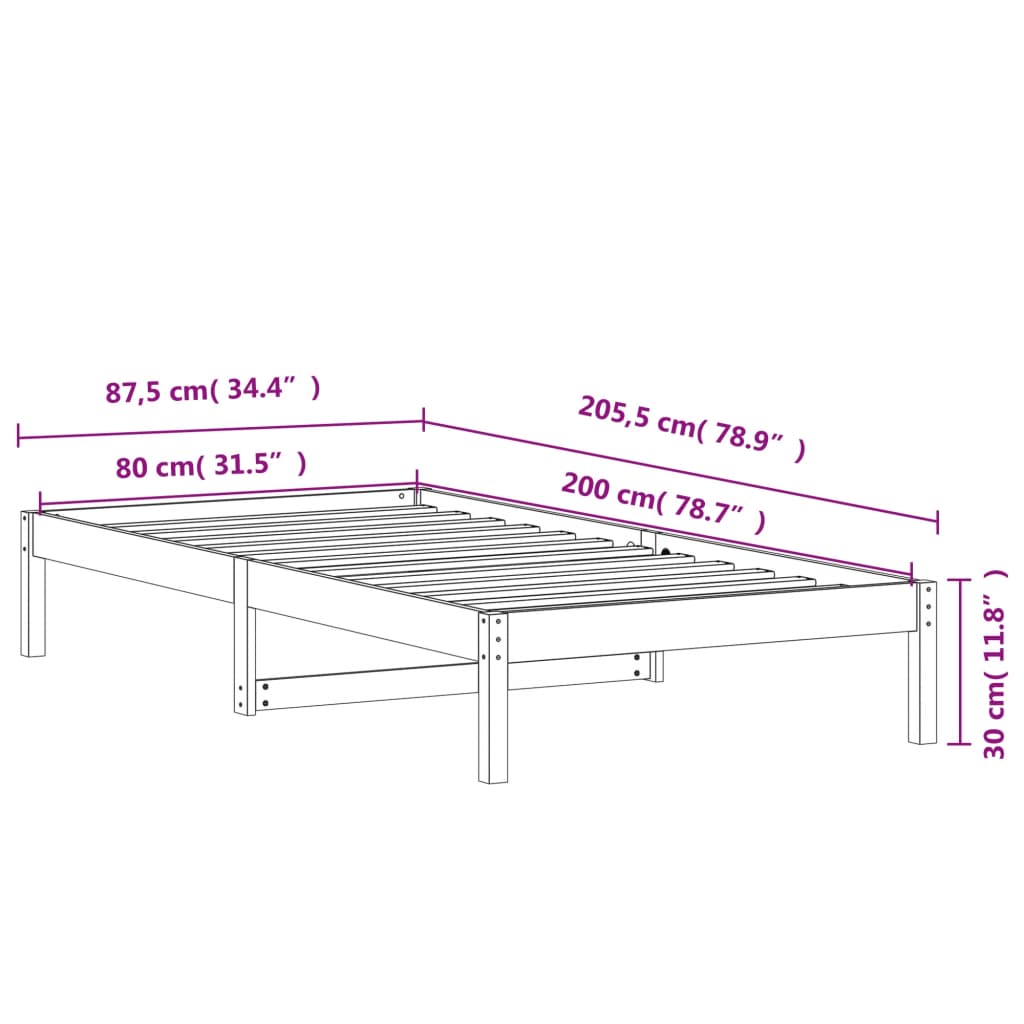 vidaXL Day Bed without Mattress Wax Brown 80x200 cm Solid Wood Pine