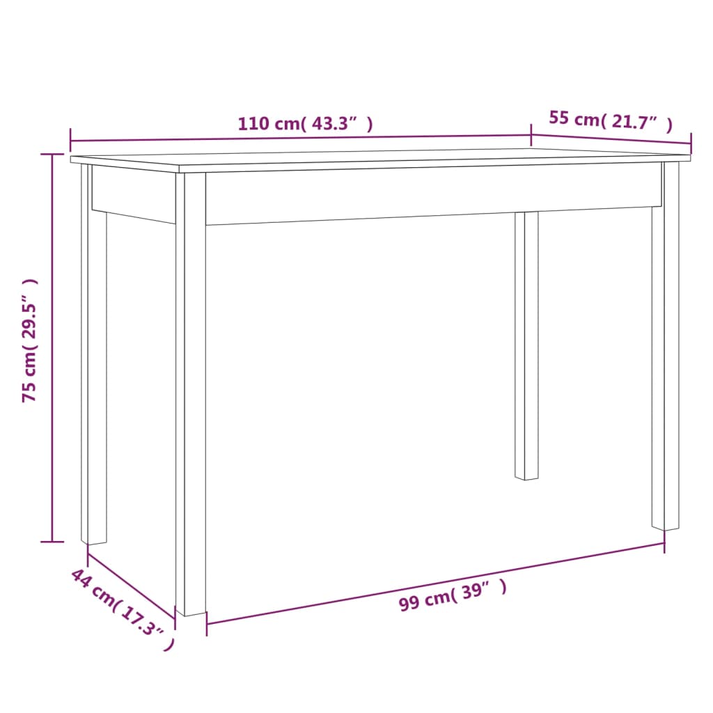 vidaXL Dining Table Wax Brown 110x55x75 cm Solid Wood Pine