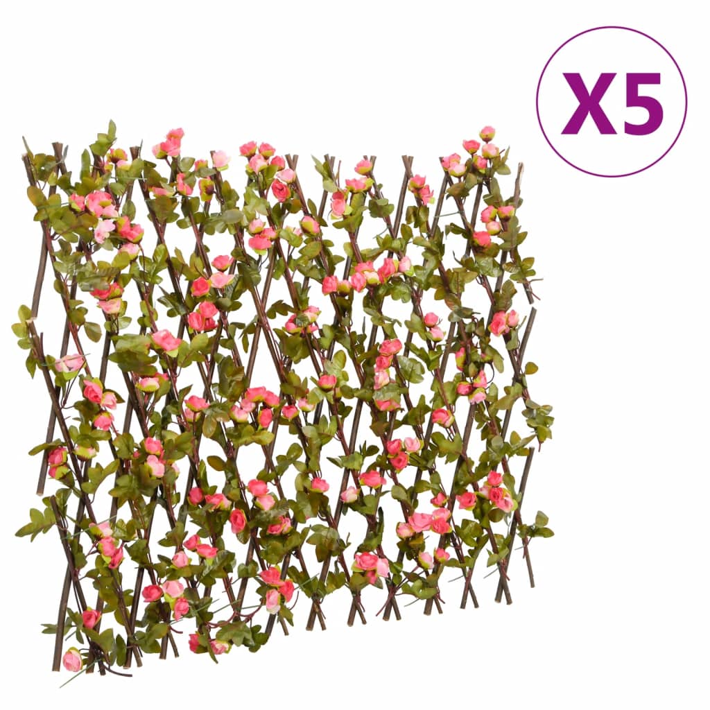 vidaXL Artificial Ivy Trellis Expandable 5 pcs Dark Pink 180x60 cm