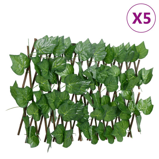 vidaXL Artificial Grape Leaf Trellis Expandable Green 5 pcs 180x20 cm