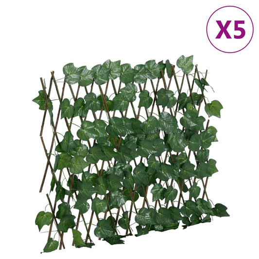 vidaXL Artificial Grape Leaf Trellis Expandable Green 5 pcs 190x60 cm